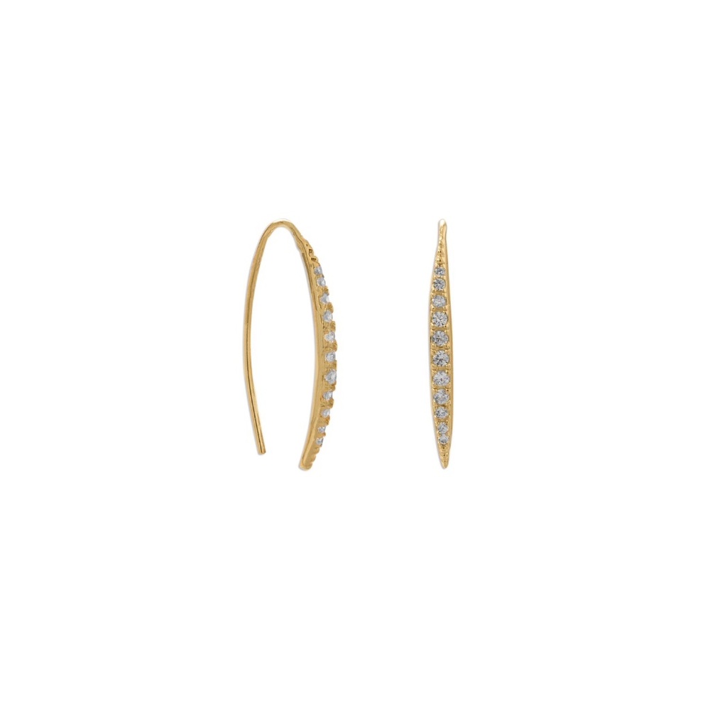 14 Karat Gold Plated  Vertical Bar Earrings